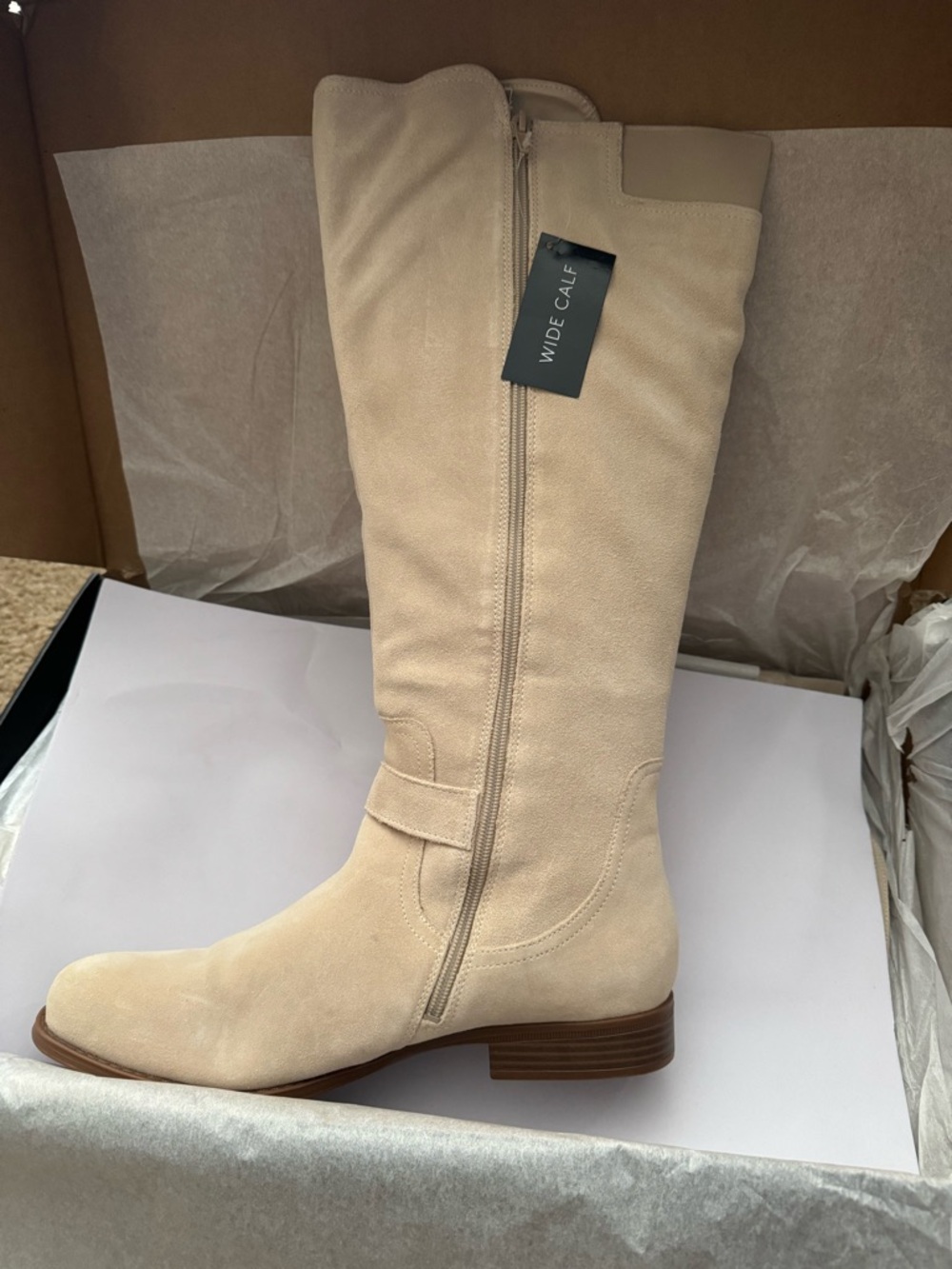 Naturalizer Wide Calf Cream Suede Knee-High Boot